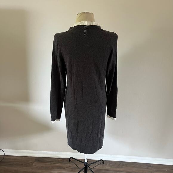 Boden Gray Wool Blend Layered Sweater Dress Sz 10 Long Length Preppy Work Office - Picture 4 of 8